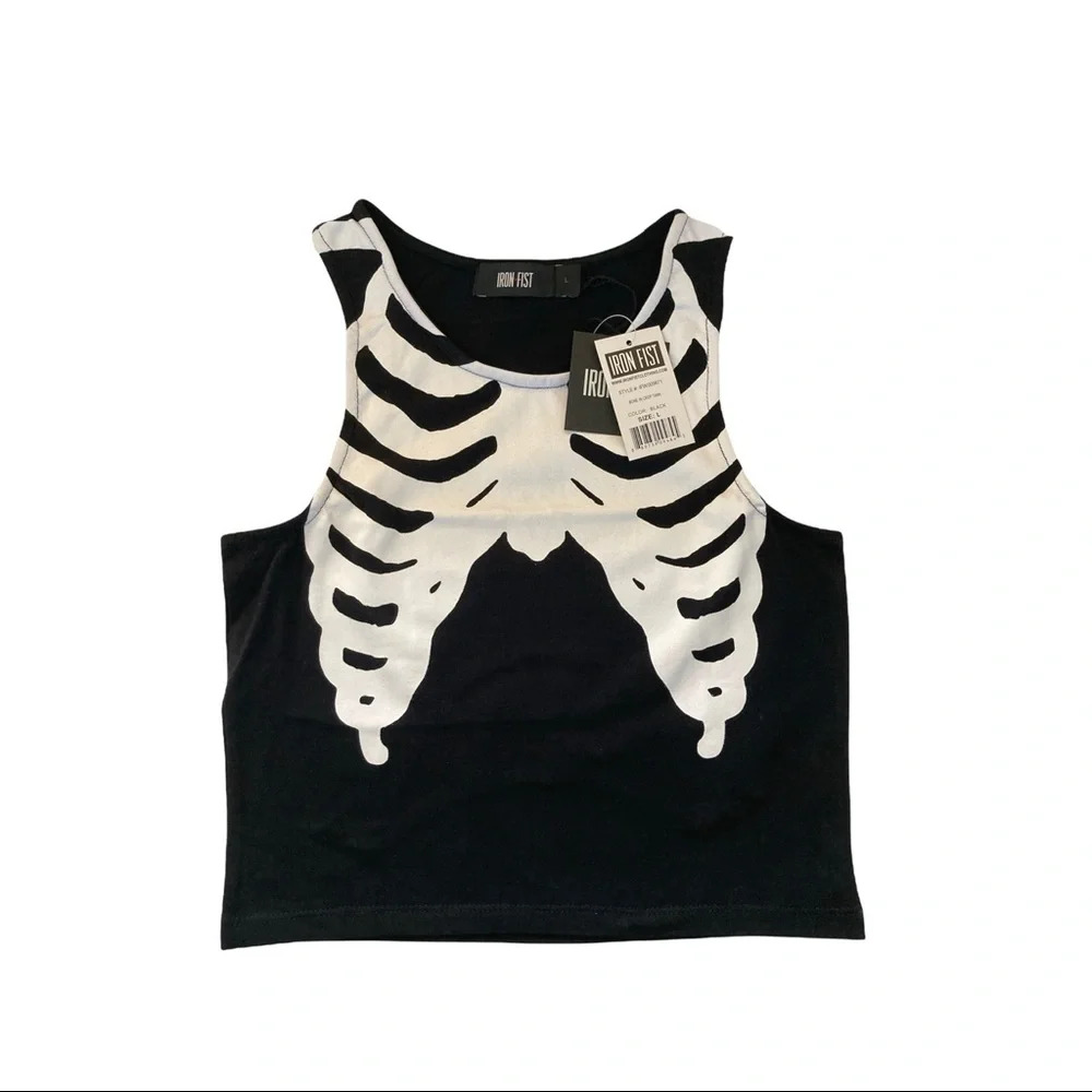 IRON FIST Black Bone Crop Top Large Brand New With Tag